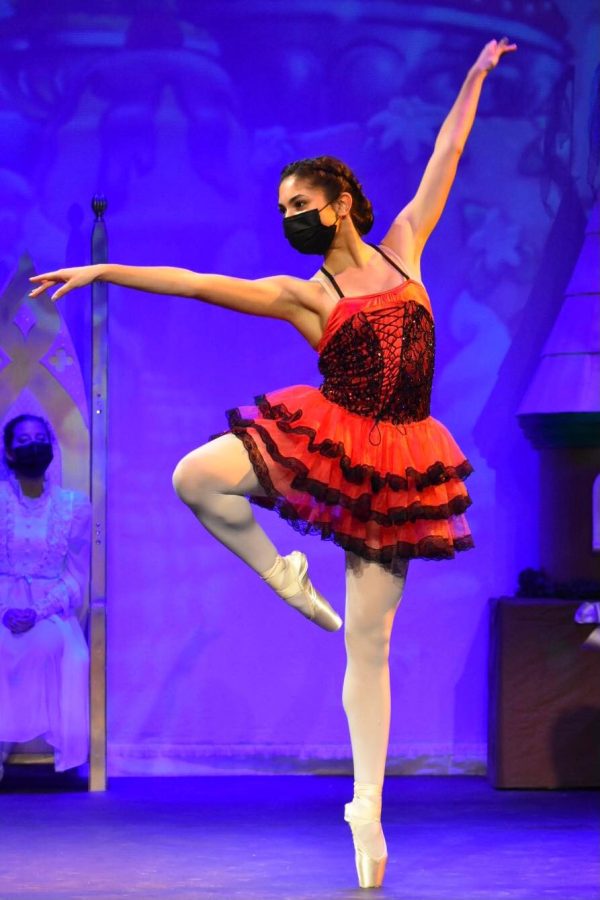 Victoria Quintana dances the Spanish Variation in The Dancing Schools Nutty Nutcracker Ballet. 