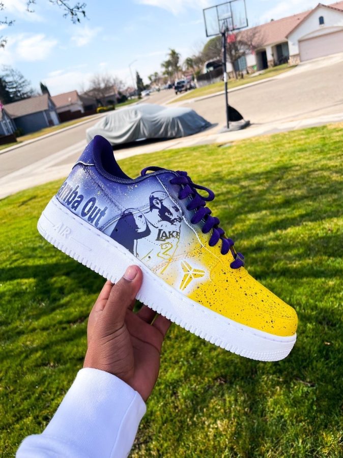 A picture or Austin’s Kobe Inspired Air Force Ones.
