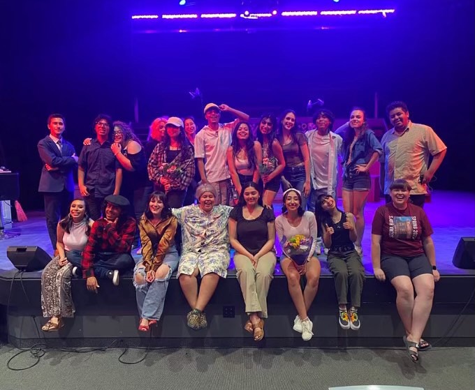 The “In the Heights” crew poses for a photo after their first show.
