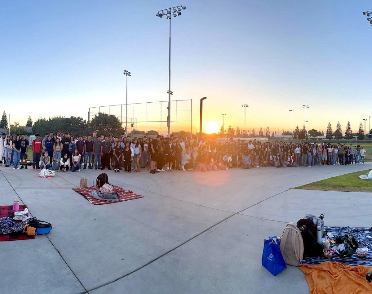 Senior class all joined into the moment of Senior Sunrise.