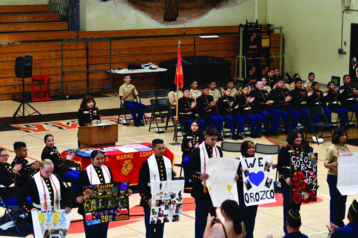 Senior cadets being applauded by the audience with their posters.